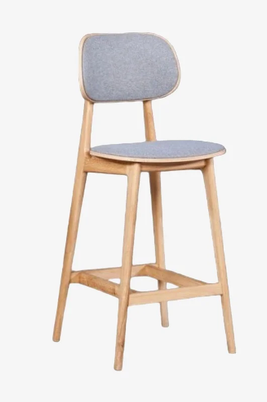 Wood Furniture - Barstol Lula Soft , eg, 66 cm, lysegrå - Brun - Barstole & -taburetter - Fra Homeroom