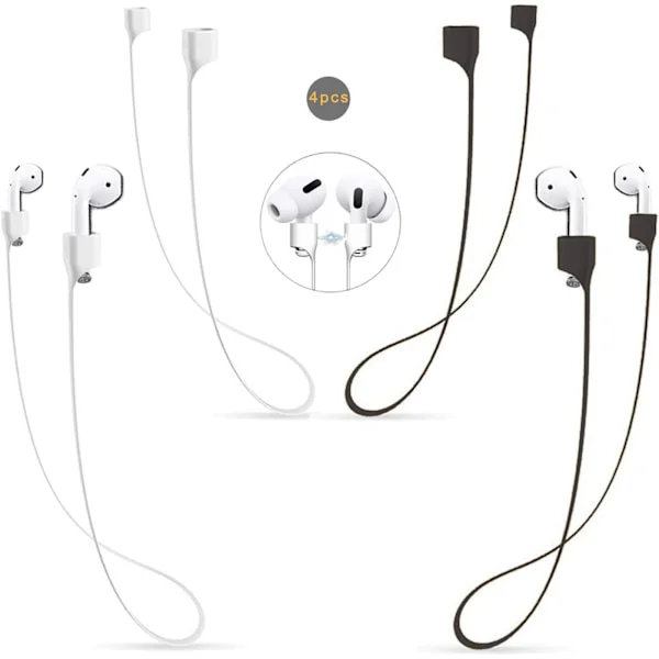 Airpods Rem Magnetisk Ledning Anti-Tab Snor Sports Snor, 4 stk. Farverig Blød Hudvenlig Silikone Halskæde Omkring Ørepropper Snor, Kompatibel med