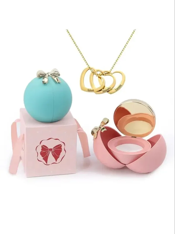 AliExpress - Luxuriöse Runde Rosen-Geschenkbox mit Personalisierter Namens-Herzkette, Elegantes Festtagsgeschenk für Frauen