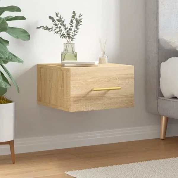 vidaXL Vägghängt Sängbord Sonoma Ek 35x35x20 cm 829794