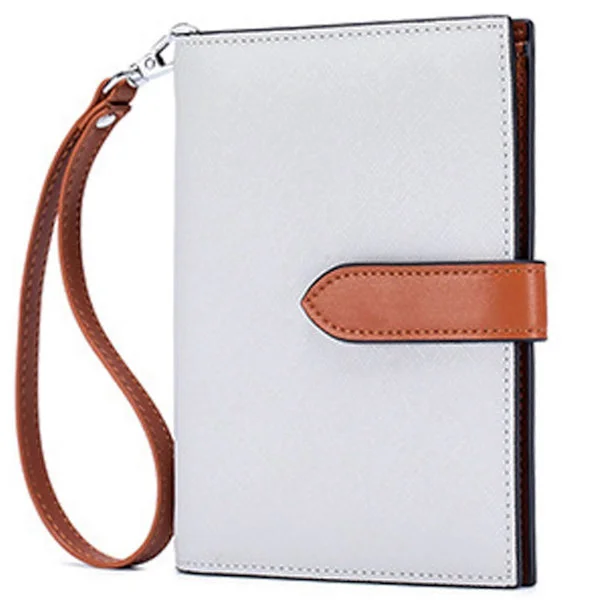 RFID Blocking Leather Passport Wallet - Family Travel Storage with Card Slots, Zipper Coin Pocket, SIM Storage, Premium Case Beige