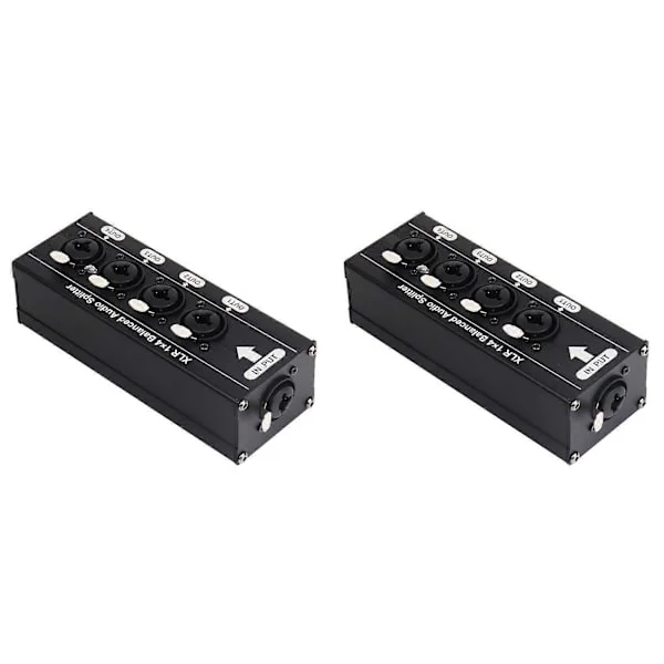 2X XLR 1x4 Balanceret Audio Splitter 6.5 XLR 1 ind 4 ud 4 ind 1 ud Tovejs Audio Splitter Audio Signal Splitter Boks