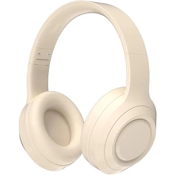 Hvite trådløse hodetelefoner Bluetooth, sammenleggbare over-ear hodetelefoner, Hi-Fi stereo hodetelefoner med innebygd mikrofon for telefon/TV/PC/MP4/