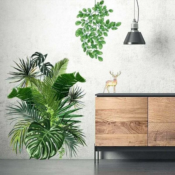 DIY Tropical Plant Leaf Palm Wall Decals, Waterproof and Removable Wall Stickers for Doors and Bedroom Decoration