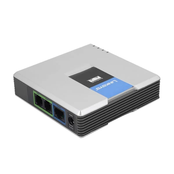 VoIP Gateway Internetttelefon 2 Porter Adapter SIP RJ45 Kabel for Linksys PAP2T EU-plugg 100-240V