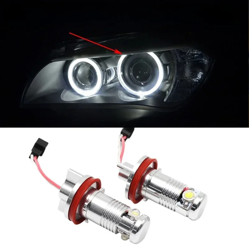 AliExpress - Pour BMW X5 E70 X6 E71 E90 E91 E92 M3 E89 E82 E87 lampe frontale automatique 12V 2 pièces H8 LED Angel Eyes phare Led feux de position 