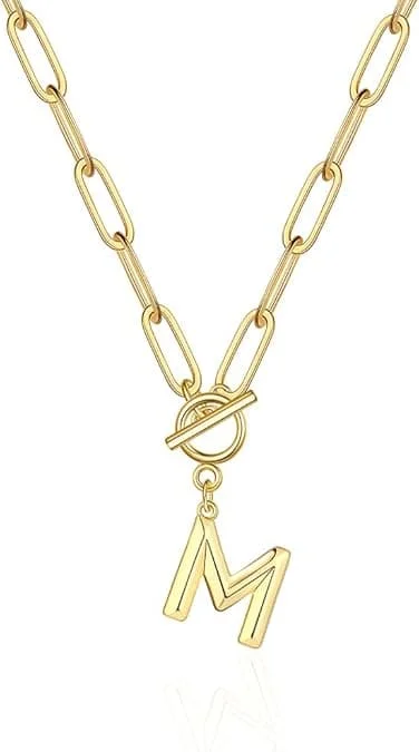 Växellås Huvudstad A-Z Initial Halsband För Kvinnor HipHop Guld Alfabet Hänge Halsband Tjock Kedja OT Spänne Halsband