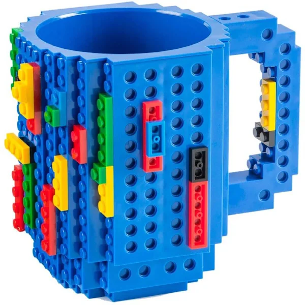Byggbar Mugg - Tegel Kaffemugg - Byggklossmugg - 350 ml Kaffemugg (Blå)