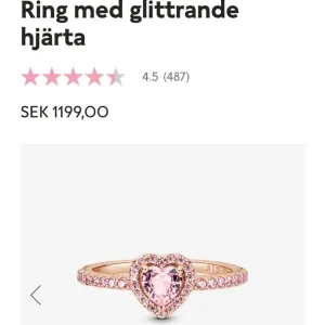 14k Rosé guld Pandora ring rosa hjärtformad ring