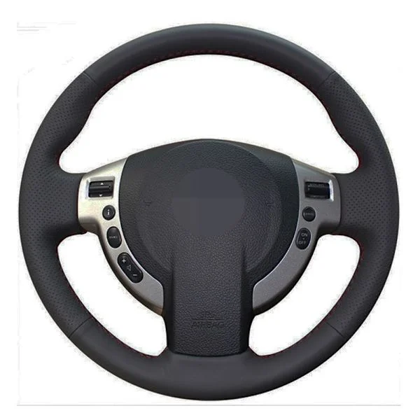 Svart Läder Rattmuff För Nissan Qashqai 2007-2015 Rogue X-Trail 2008-2013 NV200 2009-2016 Sentra 2007-2012