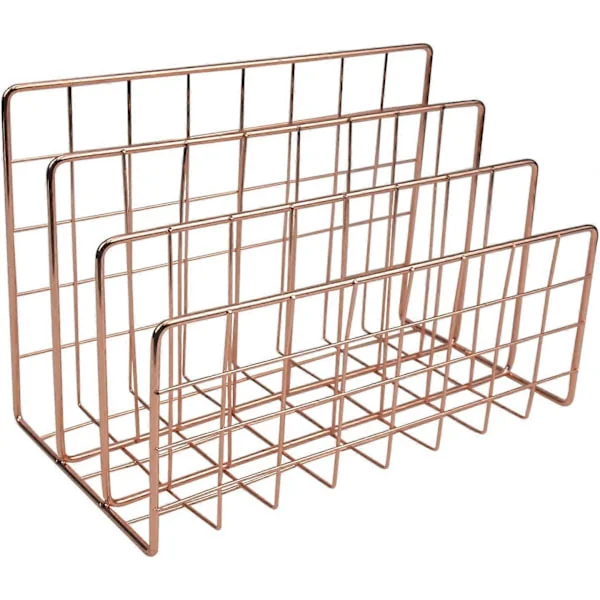 Metal Magazine Rack, Desktop File Holder, 3 Slot Iron Wire Storage Rack Shelf File Organizer Holder Multifunctional Letter File Book Storage Basket