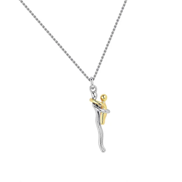 Mamma Barn Halsband Tvåfärgat Omfamningshänge Snygga Smycken i Legering Present till Henne Justerbar Kedja Halskedja Guld