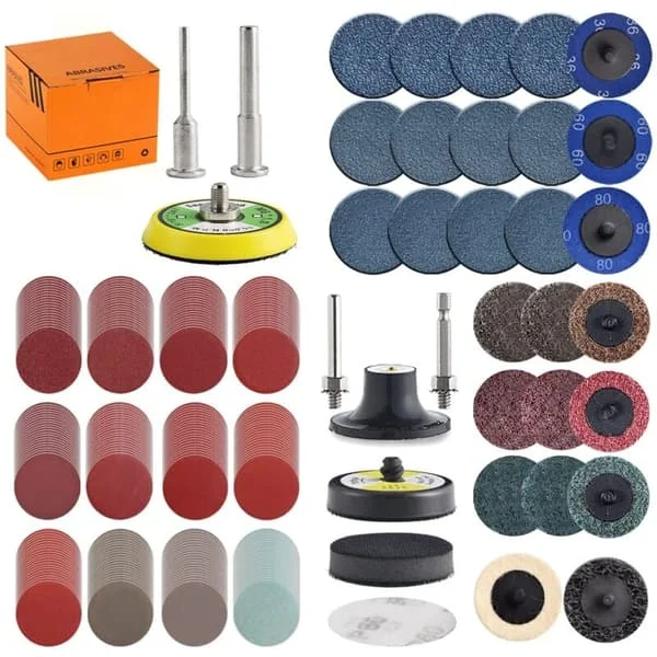 270 stk. 2" slibeskiver sæt til boremaskine slibeværktøj tilbehør med 1/8" og 1/4" bagside skafter plade, slibepude inkluderer 36-3000 korn