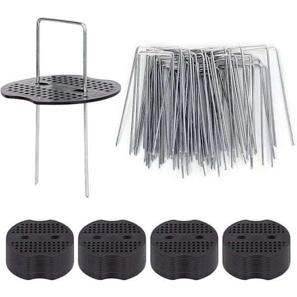 Markspik 50-pack, ankarspik för trädgård - Rostfritt stål, U-formad, Växthus - Silver - 100 × 40 × 3 mm