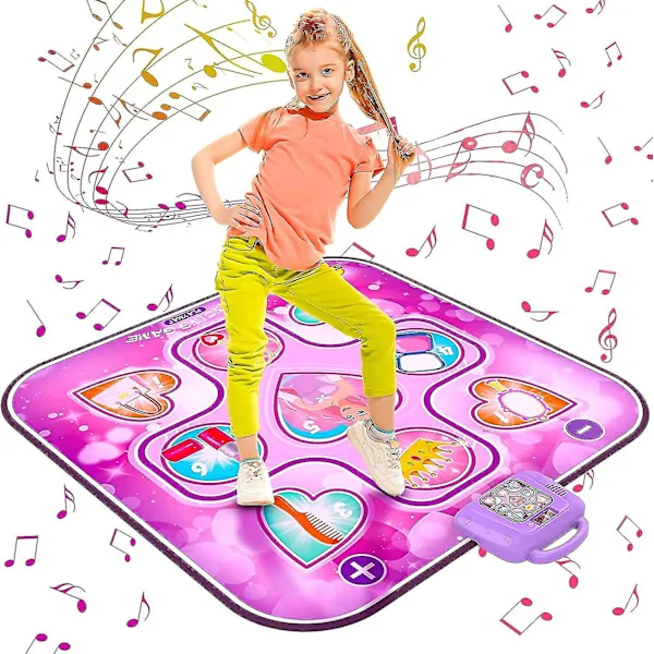 Dansematte leker for jenter 3-12 år gamle bursdagsgaver, musikalsk dansematte for barn, danseplate med LED-lys (FMY)
