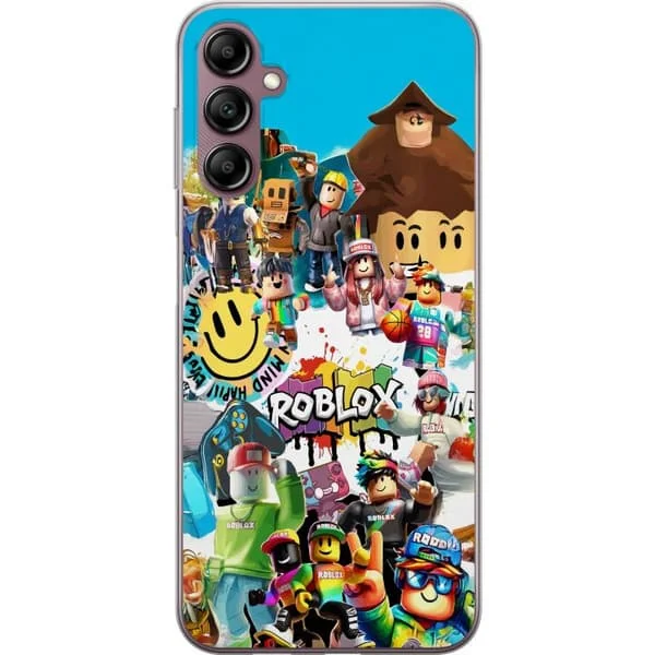 Kompatibelt Mobilskal till Samsung Galaxy A14 5G Roblox Collage lekfullt och färgstarkt gamingmotiv med ikoniska karaktärer