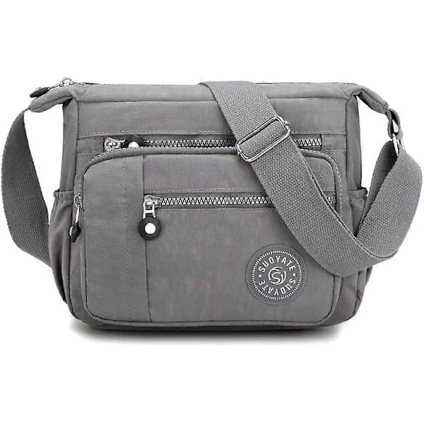 Multi Pocket Casual Crossbody Bag for Women, Travel Purse Messenger Handbag for Shopping, Hiking, Daily Use (Grey)
