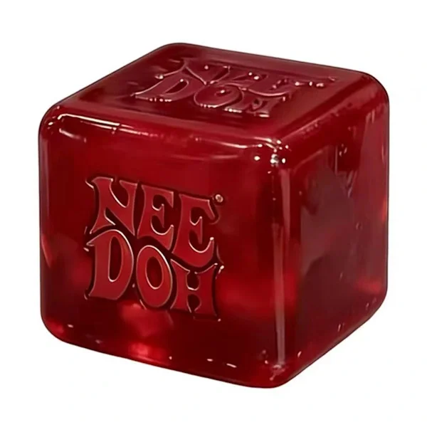 NeeDoh Nice Cubes Stress Cubes Squishy Toys Square Squishy Balls For Adults Kids Sensory Fidget Toy For Anxiety Relief, Red