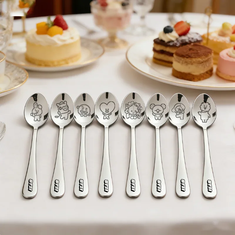 AliExpress - BT21 Löffel aus Edelstahl 304, Westliches Besteck, Reislöffel, Glänzendes Besteck, Dessertlöffel, Alltagsbedarf LINE FRIENDS
