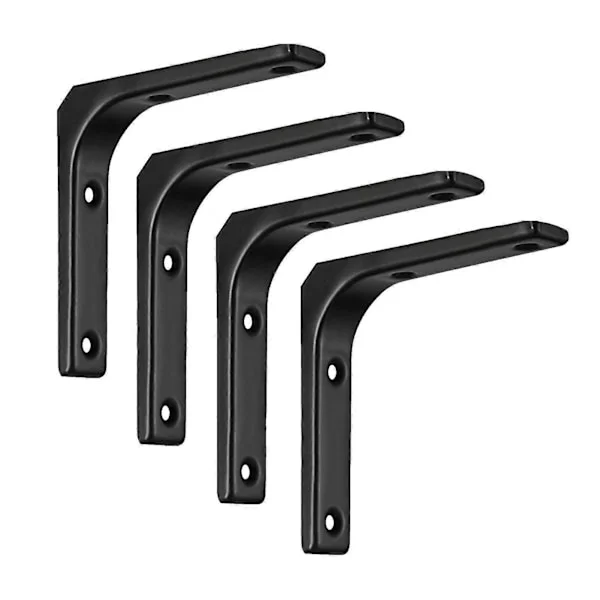 4pcs Steel Heavy Duty Shelf Bracket DIY Durable Hardware Wall Mount L-shaped Black