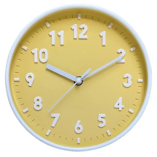 Moderne Enkel Vegg Godterifarge Klokke Stille Stue Klokke Veggmontert Klokke For Hjemmet Ny Veggklokke gul klokke yellow clock