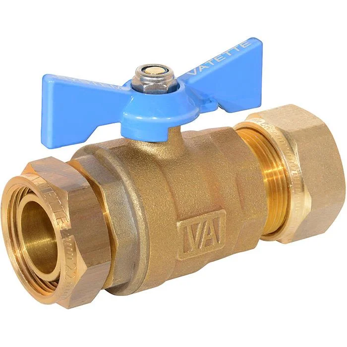 Vatette 8547102 Avstängningsventil 22 mm x G20, rak Blå, Installation
