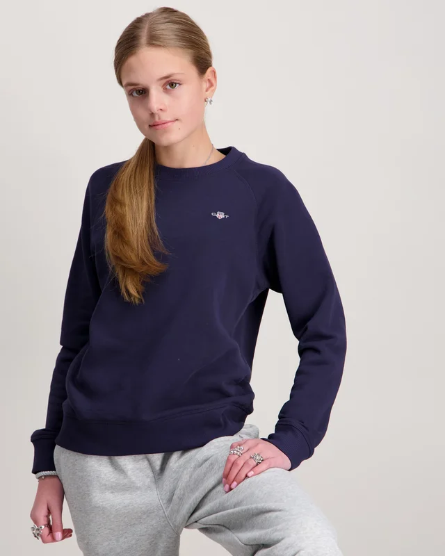 GANT SHIELD C-NECK Blå Genser Jente - Kids Brand Store