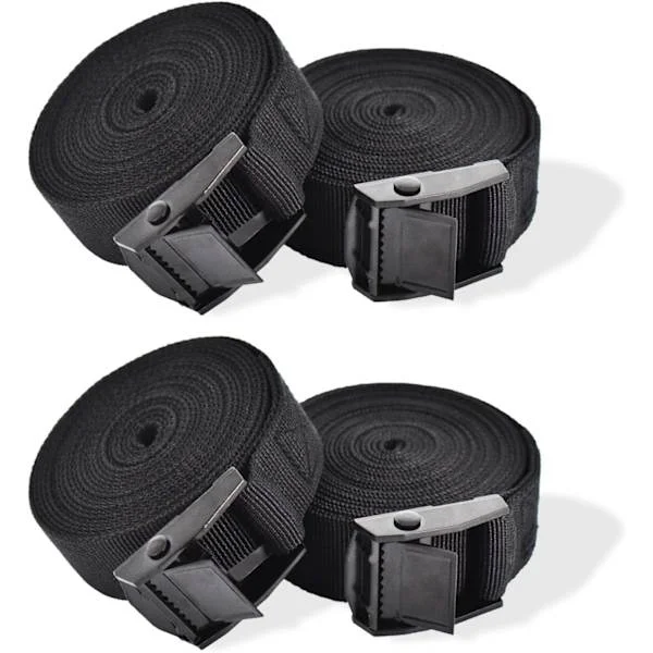 4-pack Spännband, Kraftiga Surrningsband Justerbara Spännband med Spänne för Motorcykel, Last, Lastbilar, Släpvagn, Bagage - 1 m x 2,5 cm Svart