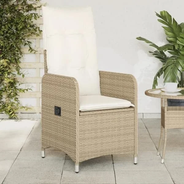vidaXL Fällbar trädgårdssoffa med beige kuddar, fällbar trädgårdsstol, fällbar stol 365683