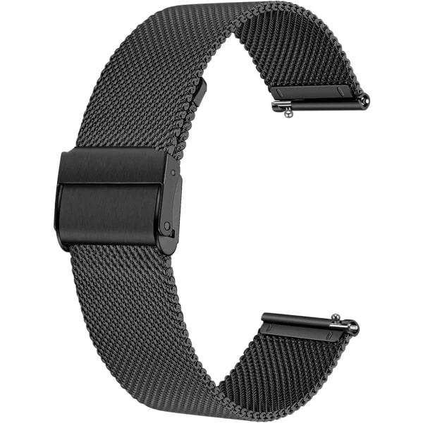 Mesh Vævet Metal Urrem til Mænd og Kvinder, Universal Armbånd til Smarture og Seiko Ure 22mm Sort