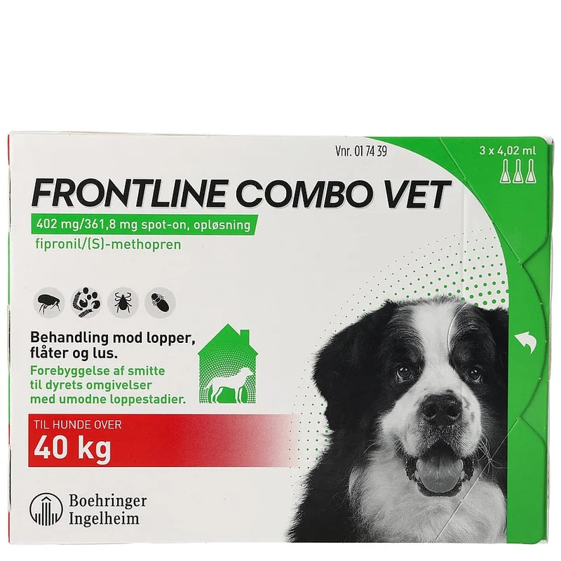 Frontline Combo Hund 40+ kg 3 stk, Medicin & Pleje, Flåter & Lopper, Flåt- Og Loppemiddel Til Hunde