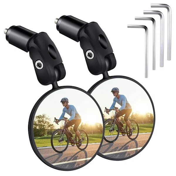 Cykelspejl 2 stk, HD 360° Drejeligt & Sammenklappeligt Cykel Bakspejl, Universal Cykelspejl, Vidvinkel Cykelspejl Cykelbakspejl