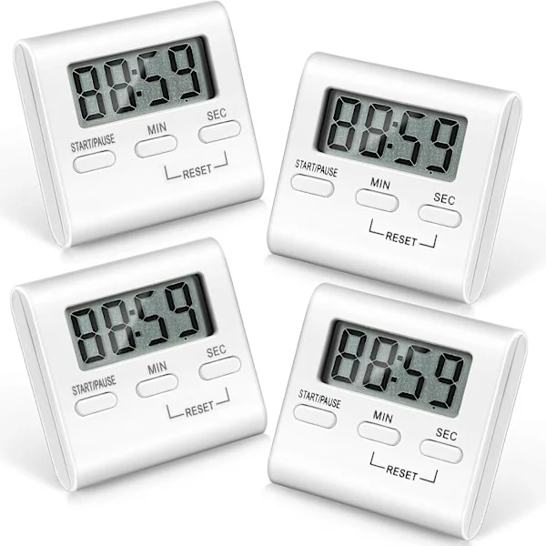 Sæt med 4 timere, køkkenur, digitalt køkkenur, æggeur med høj alarm