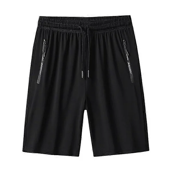 Men's Running and Hiking Shorts, Quick Dry Sports Fitness Outdoor Shorts with Zipper Pockets - Black