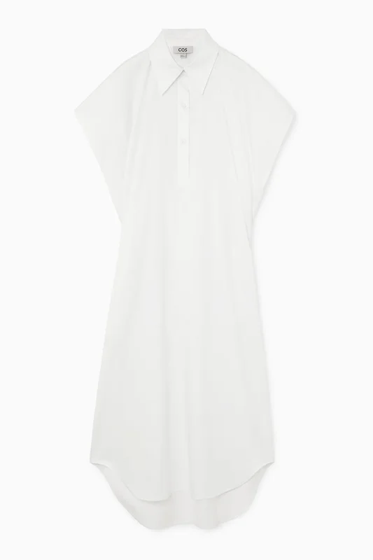 COS Women's Oversized Midi Shirt Dress in White