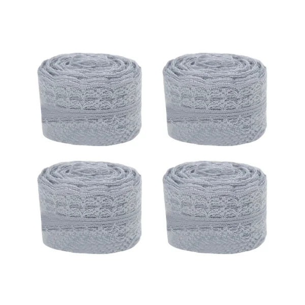 4 pcs Nylon Lace Ribbon, Retro, DIY, Decorative Accessories for Gift Wrapping, Grey 0.2