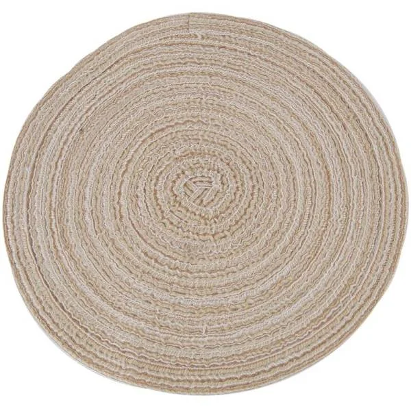 Perheen eristysmatto ramie-matto pyöreä pöytämatto keittiömatto tarvikkeet sisustus kotimatto (beige)