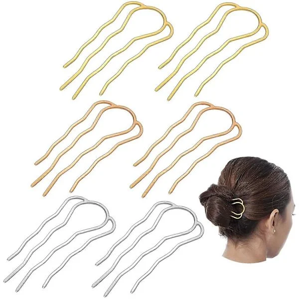6 stk. 87 mm Hårgaffel Clip Stick Hår Side Kam Hårnål Hårknude Opsætning Hårpinde Legering 4 Ben Knude Hårnåle Clips Grips til Kvinder Hårstyling Til