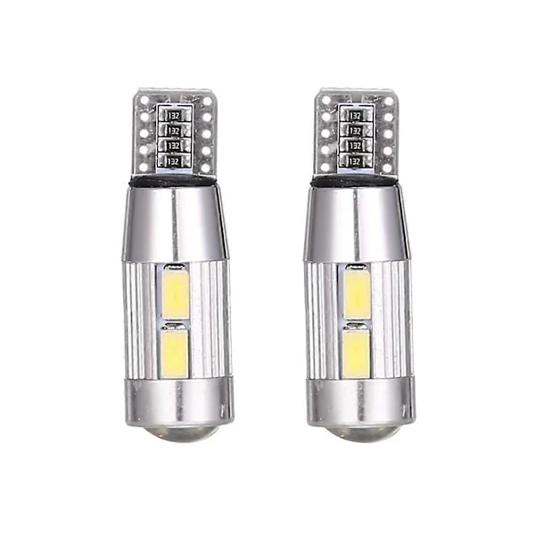 2 STK W5W T10 12V 6000K 5630 10 SMD Bil LED Pære Canbus Skiltlys Kile Side Blinklys Su