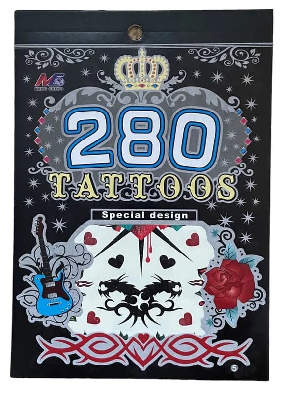 6 st Ark Temporära Tatueringar / Fake Tattoo Sticker - Ros / Fjäril / Rock / Bokstäver