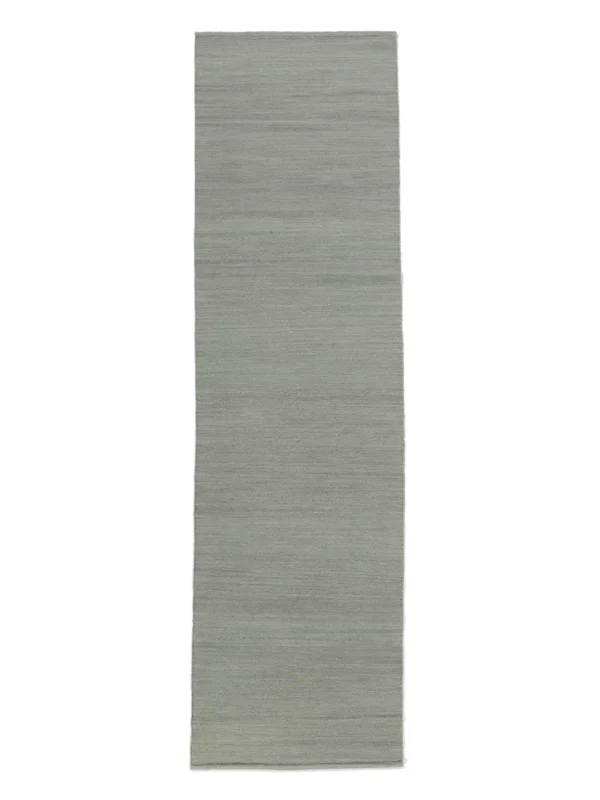 Vista 80X300 Pequeño Gris Lisa Pasillo Alfombra De Lana