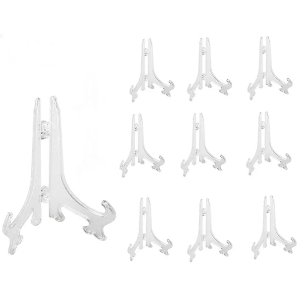 Plast Easel-Stativ for Visning av Plater, Bilde-Rammer, Stativholder, Klar, 1 Sett/10 stk (5 tommer)