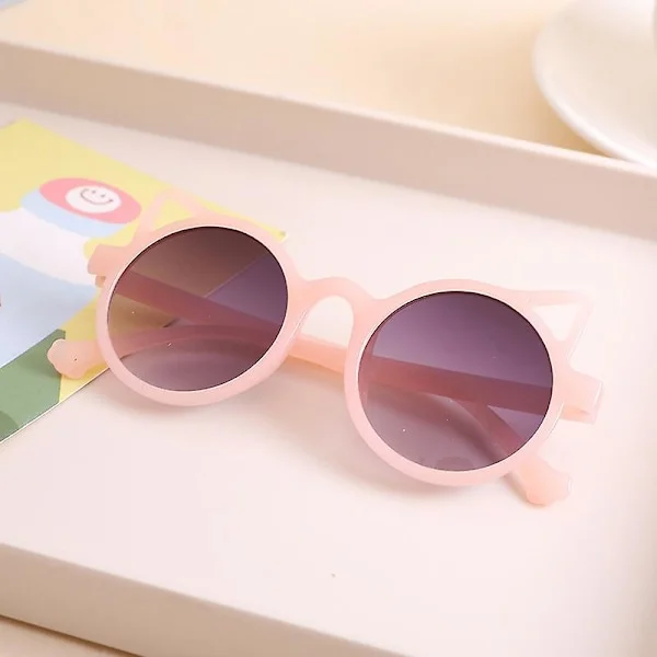 Nya barns mode solglasögon flicka söt liten kattformad solglasögon söt pojke utomhus solskydd glasögon UV400 Oculos De Sol(ROSA)