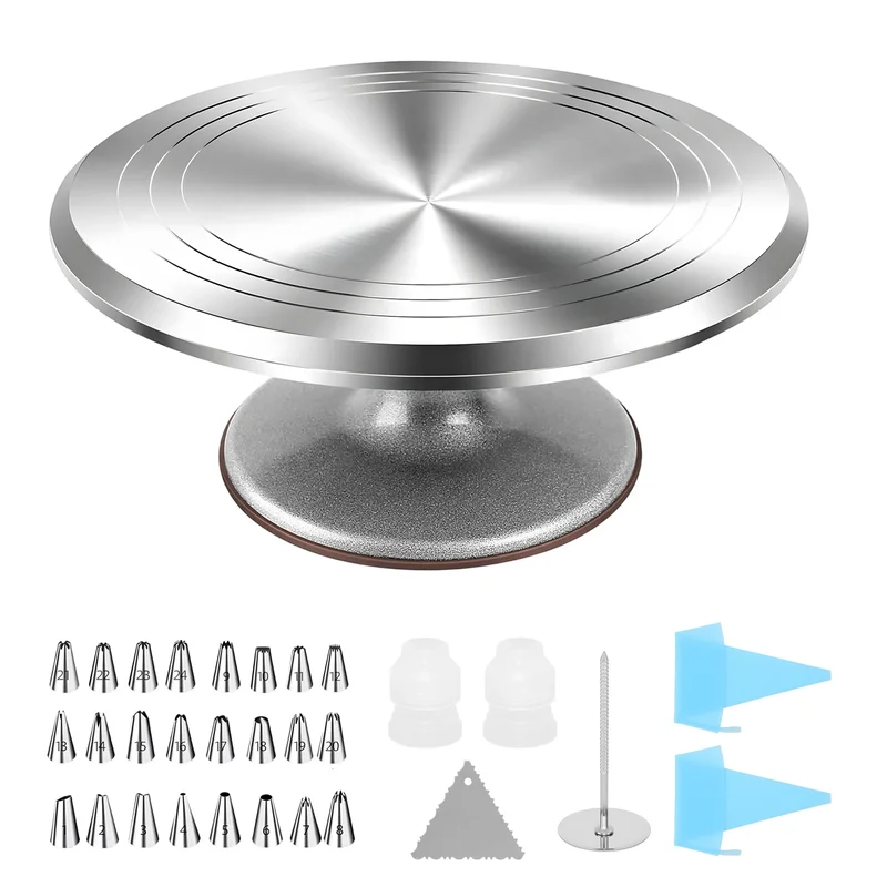 AliExpress - 12-Zoll Backwerkzeuge 35-teiliges Tortenplatte-Set aus Aluminiumlegierung mit Palettenmesser & Creme-Schaber Zubehör