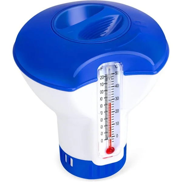 Flytende Pool Dispenser med Termometer, Automatisk Dispenser, Flytende Spa Diffuser, Dispenser for Basseng, Dam, Spa
