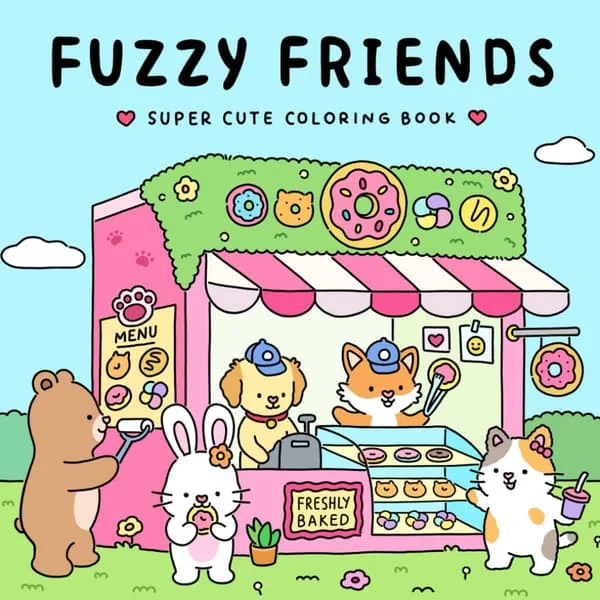 Fuzzy Friends: Supersød Malebog for Voksne og Teenagere med Bedårende Dyrekarakterer (Fuzzy Friends Malebog)-XF7-