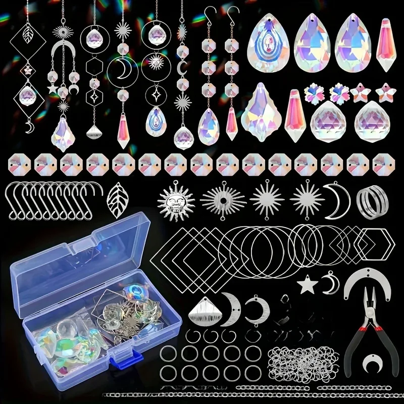 AliExpress - 200 teile/satz DIY Suncatcher Bunte Glas Hängende Kristalle Suncatcher Anhänger mit Kette für Haus und Garten Dekoration