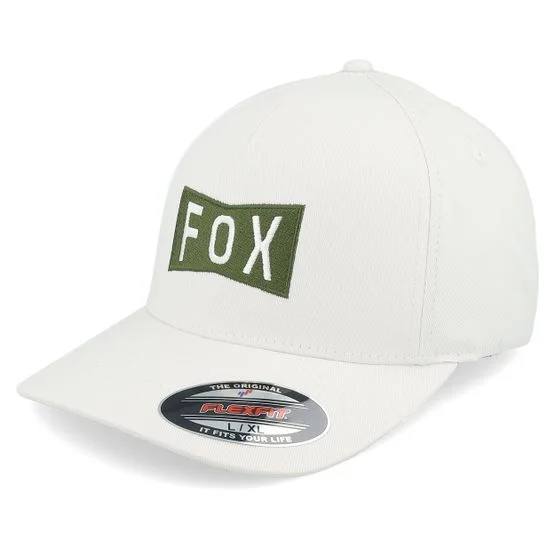 Fox Herren Flexfit Cap Typeface Hat Off White Weiss S/M Baumwollmischung Bequem Sportlich Klassisch Design Fox Racing