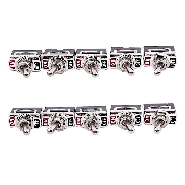 10 stk 12V Tungt Bryter Toggle-bryter På/Av Bil Dash Lys Metall SPST 12 Volt