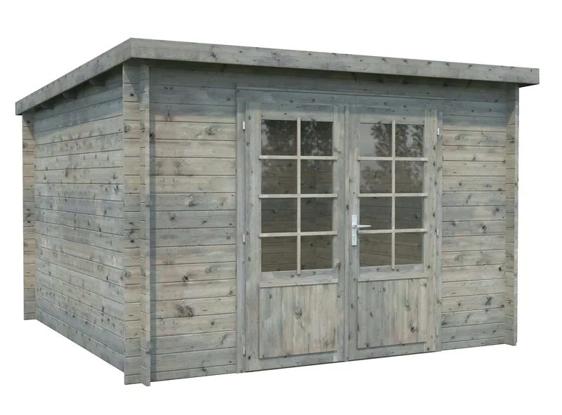 Palmako Ella Stuga 9 m²/inv. 8,7 m², utan golv, grå, impr., Stugor & förråd